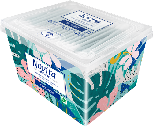 NOVITA Delicate Ватные палочки в квадратной коробке (моноблок), 300 шт