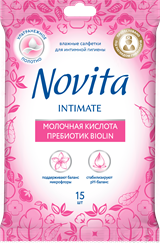 Novita Влажная салфетка Intimate Пребиотик биолин, 15 шт