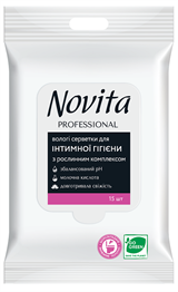 NOVITA PROFESSIONAL Wet wipe for intimate hygiene with herbal complex, 15pcs