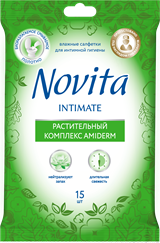 Novita Intimate Soft Wipes Amiderm Complex with euroslot, 15 pcs