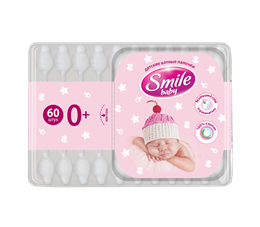 Детские ватные палочки Smile Baby с ограничителем 60шт.