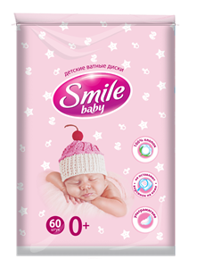 Детские ватные диски Smile Baby 60шт.