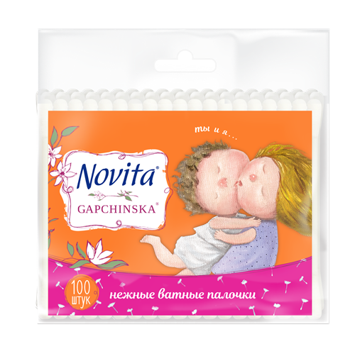 NOVITA Gapchinska Cotton Q-tips in plastic pack, 100 pcs
