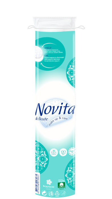 NOVITA Delicate Cosmetic Cotton Pads, 120 pcs