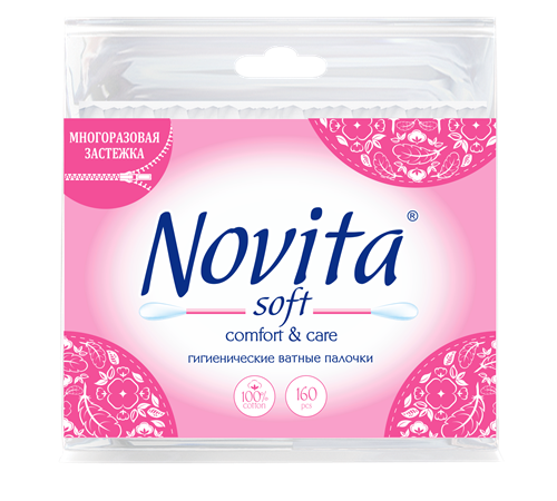 NOVITA Soft Q-tips in plastic pack, 160 pcs