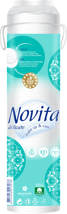 NOVITA Delicate Cosmetic Cotton Pads, 100 pcs