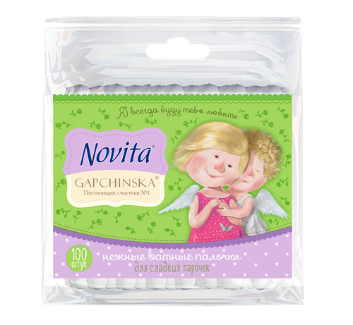 NOVITA Gapchinska Cotton Q-tips in plastic pack, 100 pcs